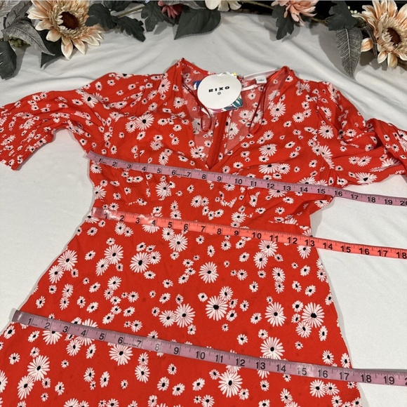 NWT $45 RIXO for Target [ 2 ] Floral Puff Sleeve Swing‎ Dress in Red Daisy - Picture 3 of 15